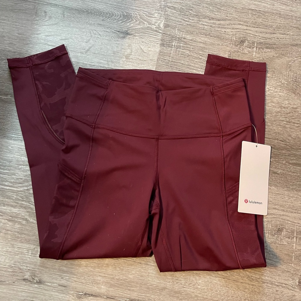 LULULEMON Fast and Free Mesh Crop Leggings with Pockets